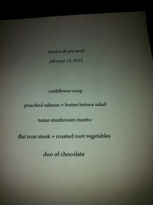 Food Creates Community Menu... I passed on the dessert and gave my risotto to a friend...YUM